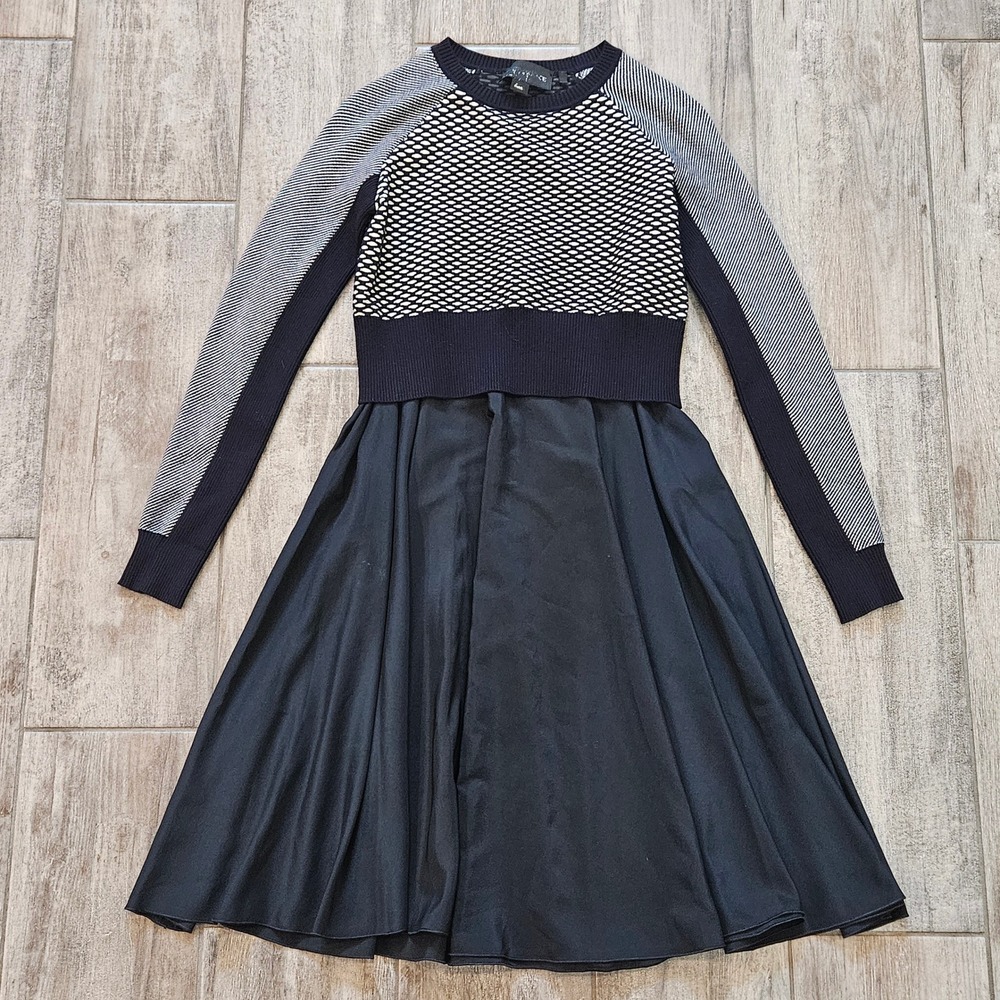 Sportmax Code Mixed Media Midi Dress Size S Knit Sweater Two-fer‎ A-Line Layered